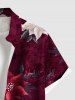 Chemise à poches boutonnées grande taille pour homme, imprimé floral et feuilles ombré de Noël. - Rouge Vineux 6XL