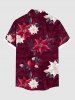 Chemise à poches boutonnées grande taille pour homme, imprimé floral et feuilles ombré de Noël. - Rouge Vineux 6XL