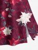 Jupe fendue grande taille à imprimé floral et feuilles ombré de Noël - Rouge Vineux 3X