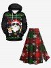 Plus Size Christmas Snowflake Plaid Print Split A Line Skirt -  