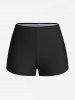Plus Size Skull Rose Tie Dye Print Cinched Ruched Tie Boyshorts Tankini Swimsuit -  