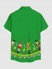 Plus Size Christmas Stocking Snowflake Candy Guard Print Buttons Pocket Shirt For Men -  