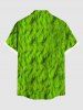 Plus Size Christmas Elf Claws Print Buttons Pocket Shirt For Men -  