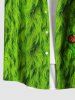 Plus Size Christmas Elf Claws Print Buttons Pocket Shirt For Men -  