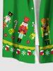 Plus Size Christmas Stocking Snowflake Candy Guard Print Buttons Pocket Shirt For Men -  
