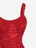 Robe débardeur grande taille imprimée flamants roses, Père Noël, ananas et fleurs de Noël - Rouge Cerise 3X