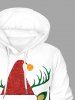 Plus Size Christmas Elk Sunglasses Print Pocket Drawstring Hoodie For Men -  