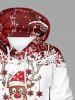 Plus Size Christmas Elk Snowflake Print Pocket Drawstring Hoodie For Men -  