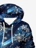 Plus Size Christmas Snowflake Galaxy Swirl Print Drawstring Pockets Hoodie For Men -  