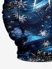 Plus Size Christmas Snowflake Galaxy Swirl Print Drawstring Pockets Hoodie For Men -  