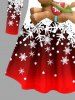 Plus Size Christmas Elk Snowflake Ombre Colorblock Print Long Sleeves T-shirt -  