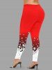 Plus Size Christmas Snowflake Ombre Colorblock Print Leggings -  