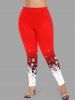 Plus Size Christmas Snowflake Ombre Colorblock Print Leggings -  