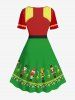 Plus Size Christmas Stocking Snowflake Candy Guard Costume Print Vintage Dress -  