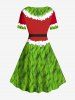 Plus Size Christmas Elf Claws Santa Claus Costume Print Vintage Dress -  