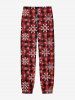 Plus Size Men's Christmas Plaid Snowflake Print Jogger Pants -  