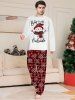 Plus Size Men's Christmas Plaid Snowflake Print Jogger Pants -  