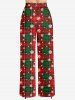 Plus Size Women's Christmas Plaid Snowflake Print Drawstring Wide Leg Pants -  