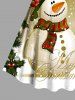 Plus Size Christmas Snowman Star Snowflake Print Vintage Dress -  