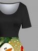 Plus Size Christmas Snowman Star Snowflake Print Vintage Dress -  