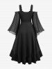 Plus Size Cold Shoulder Hook and Eye Layered Cinched High Low Asymmetric Dress -  