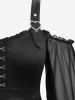 Plus Size Cold Shoulder Hook and Eye Layered Cinched High Low Asymmetric Dress -  