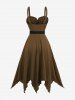 Robe trapèze texturée à fermeture éclair grande taille avec ceinture amovible - café 4X | US 26-28