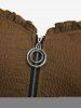 Plus Size Zipper Textured A Line Dress with Removable Belt -  