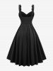 Plus Size Solid Pockets A Line Dress with Removable Belt -  