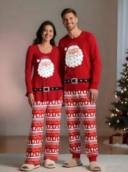 Matching Santa Claus Snowflakes Christmas Pajamas for Couples Sleepwear Set -  