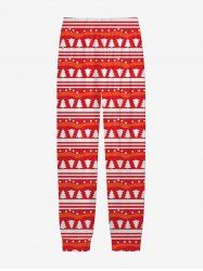 Pantalon de jogging imprimé sapins de Noël pour homme grande taille - Rouge S