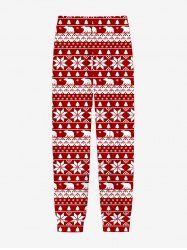 Plus Size Men's Christmas Tree Snowflake Polar Bear Print Jogger Pants -  