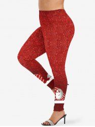 Plus Size Christmas Snowman Sparkling Sequin 3D Print Leggings -  