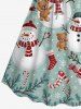 Christmas Snowman Teddy Bear Snowflake Candy Print Plus Size Matching Outfit For Couples -  