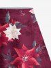 Solid Cinched Top and Christmas Ombre Flower Leaf Print Split A Line Skirt Plus Size Matching Set -  