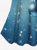 Christmas Ball Snowflake Print Cold Shoulder Ombre Cami T-shirt and Flare Pants Plus Size Matching Set -  