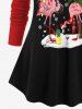 Christmas Light Coconut Tree Pineapple Flamingo Snowflake Print Plus Size Matching Set -  