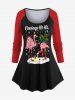 Christmas Light Coconut Tree Pineapple Flamingo Snowflake Print Plus Size Matching Set -  