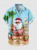 Christmas Santa Claus Coconut Tree Flamingo Seascape Print Plus Size Matching Hawaii Beach Outfit For Couples -  