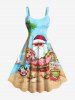 Christmas Santa Claus Coconut Tree Flamingo Seascape Print Plus Size Matching Hawaii Beach Outfit For Couples -  