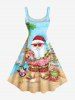 Christmas Santa Claus Coconut Tree Flamingo Seascape Print Plus Size Matching Hawaii Beach Outfit For Couples -  