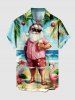 Ensemble assorti grande taille pour couples, motif boule de Noël, Père Noël, fleurs, flamants roses et paysage marin - Bleu Ciel 