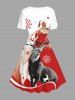 Christmas Santa Claus Snowflake Elk Print Plus Size Matching Outfit For Couples -  
