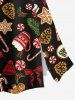 Christmas Gingerbread Star Bowknot Candy Snowflake Print Plus Size Matching Outfit For Couples -  