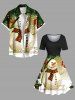 Christmas Snowman Star Snowflake Print Plus Size Matching Outfit For Couples -  
