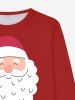 Plus Size Men's Christmas Santa Claus Buttons Belt Print Long Sleeves T-shirt -  