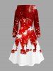 Plus Size Christmas Tree Elk Snowflake Print Lace Up Drawstring Hoodie Dress -  