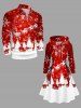 Plus Size Christmas Tree Elk Snowflake Print Lace Up Drawstring Hoodie Dress -  