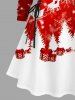 Plus Size Christmas Tree Elk Snowflake Print Lace Up Drawstring Hoodie Dress -  
