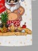 Plus Size Christmas Hat Santa Claus Coconut Tree Pineapple Skateboard Print Hawaii Zipper Polo Shirt For Men -  